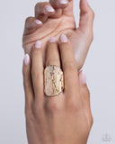 Thrilling Timber - Gold Ring - Paparazzi Accessories Ring Bedazzle Me Pretty Mobile Fashion Boutique