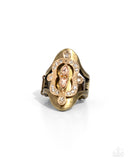Tiered Timeline - Brass Ring - Paparazzi Accessories Ring Bedazzle Me Pretty Mobile Fashion Boutique