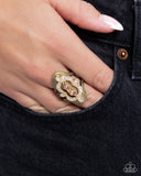 Tiered Timeline - Brass Ring - Paparazzi Accessories Ring Bedazzle Me Pretty Mobile Fashion Boutique