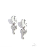 Timeless Tulip - White Post Earrings - Paparazzi Accessories Post Earrings Bedazzle Me Pretty Mobile Fashion Boutique