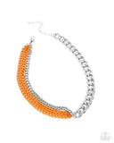 Tinted Tension - Orange Necklace - Paparazzi Accessories Necklace Bedazzle Me Pretty Mobile Fashion Boutique