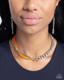 Tinted Tension - Orange Necklace - Paparazzi Accessories Necklace Bedazzle Me Pretty Mobile Fashion Boutique
