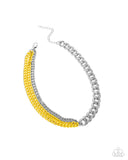 Tinted Tension - Yellow Necklace - Paparazzi Accessories Necklace Bedazzle Me Pretty Mobile Fashion Boutique