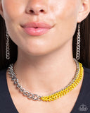Tinted Tension - Yellow Necklace - Paparazzi Accessories Necklace Bedazzle Me Pretty Mobile Fashion Boutique