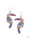Toucan Tourist - Orange Earrings - Paparazzi Accessories Earrings Bedazzle Me Pretty Mobile Fashion Boutique