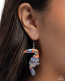 Toucan Tourist - Orange Earrings - Paparazzi Accessories Earrings Bedazzle Me Pretty Mobile Fashion Boutique