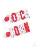Touchdown Texture - Red Post Earrings - Paparazzi Accessories Post Earrings Bedazzle Me Pretty Mobile Fashion Boutique