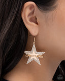 Touchdown Tribute - Gold Earrings - Paparazzi Accessories Earrings Bedazzle Me Pretty Mobile Fashion Boutique
