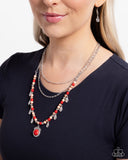 Touching Teardrops - Red Necklace - Paparazzi Accessories Necklace Bedazzle Me Pretty Mobile Fashion Boutique