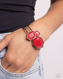 Tourist TRAPEZOID - Red Bracelet - Paparazzi Accessories Bracelet Bedazzle Me Pretty Mobile Fashion Boutique