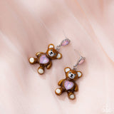 Traditional Teddy - Pink Post Earrings - Paparazzi Accessories Post Earrings Bedazzle Me Pretty Mobile Fashion Boutique