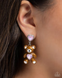 Traditional Teddy - Pink Post Earrings - Paparazzi Accessories Post Earrings Bedazzle Me Pretty Mobile Fashion Boutique