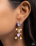 Traditional Teddy - Purple Post Earrings - Paparazzi Accessories Post Earrings Bedazzle Me Pretty Mobile Fashion Boutique