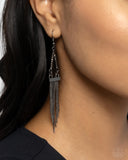 Trailing Off - Black Earrings - Paparazzi Accessories Earrings Bedazzle Me Pretty Mobile Fashion Boutique