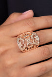 Transfixed Treasure - Rose Gold Ring - Paparazzi Accessories Ring Bedazzle Me Pretty Mobile Fashion Boutique