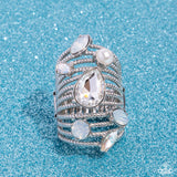 Treasure Tapestry - White Ring - Paparazzi Accessories Ring Bedazzle Me Pretty Mobile Fashion Boutique