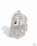 Treasure Tapestry - White Ring - Paparazzi Accessories Ring Bedazzle Me Pretty Mobile Fashion Boutique