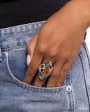 Treasured Tapestry - Orange Ring - Paparazzi Accessories Ring Bedazzle Me Pretty Mobile Fashion Boutique