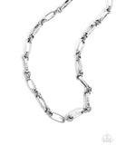 Trenchant Texture - Silver Mens Necklace - Paparazzi Accessories Mens Necklace Bedazzle Me Pretty Mobile Fashion Boutique