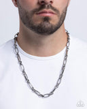 Trenchant Texture - Silver Mens Necklace - Paparazzi Accessories Mens Necklace Bedazzle Me Pretty Mobile Fashion Boutique