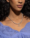 Trendy Trenchant - Silver Necklace - Paparazzi Accessories Necklace Bedazzle Me Pretty Mobile Fashion Boutique