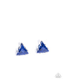 Triangular Twinkle - Blue Post Earrings - Paparazzi Accessories Post Earrings Bedazzle Me Pretty Mobile Fashion Boutique