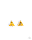 Triangular Twinkle - Yellow Post Earrings - Paparazzi Accessories Post Earrings Bedazzle Me Pretty Mobile Fashion Boutique