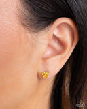 Triangular Twinkle - Yellow Post Earrings - Paparazzi Accessories Post Earrings Bedazzle Me Pretty Mobile Fashion Boutique