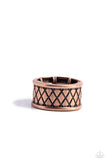 Triple Crossed - Copper Ring - Paparazzi Accessories Ring Bedazzle Me Pretty Mobile Fashion Boutique