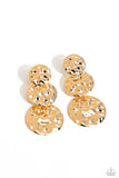 Triple Threat Texture - Gold Post Earrings - Paparazzi Accessories Post Earrings Bedazzle Me Pretty Mobile Fashion Boutique