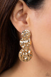 Triple Threat Texture - Gold Post Earrings - Paparazzi Accessories Post Earrings Bedazzle Me Pretty Mobile Fashion Boutique