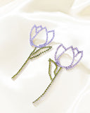 Tulip Transcendence - Purple Post Earrings - Paparazzi Accessories Post Earrings Bedazzle Me Pretty Mobile Fashion Boutique