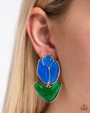 Tulip Triumph - Blue Post Earrings - Paparazzi Accessories Post Earrings Bedazzle Me Pretty Mobile Fashion Boutique
