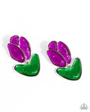 Tulip Triumph - Purple Post Earrings - Paparazzi Accessories Post Earrings Bedazzle Me Pretty Mobile Fashion Boutique