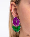 Tulip Triumph - Purple Post Earrings - Paparazzi Accessories Post Earrings Bedazzle Me Pretty Mobile Fashion Boutique