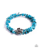 Turtle Talisman - Blue Bracelet - Paparazzi Accessories Bracelet Bedazzle Me Pretty Mobile Fashion Boutique