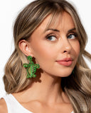 Turtle Tapestry - Green Post Earrings - Paparazzi Accessories Post Earrings Bedazzle Me Pretty Mobile Fashion Boutique
