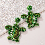 Turtle Tapestry - Green Post Earrings - Paparazzi Accessories Post Earrings Bedazzle Me Pretty Mobile Fashion Boutique