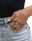 Twinkling Toucan - Yellow Ring - Paparazzi Accessories Ring Bedazzle Me Pretty Mobile Fashion Boutique