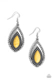 Twisted Trailblazer - Yellow Earrings - Paparazzi Accessories Earrings Bedazzle Me Pretty Mobile Fashion Boutique