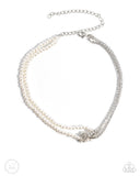 Twisted Twin - White Necklace - Paparazzi Accessories Necklace Bedazzle Me Pretty Mobile Fashion Boutique