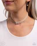 Twisted Twin - White Necklace - Paparazzi Accessories Necklace Bedazzle Me Pretty Mobile Fashion Boutique