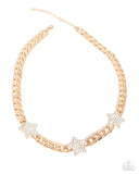 Uncle Sam Stars - Gold Necklace - Paparazzi Accessories Necklace Bedazzle Me Pretty Mobile Fashion Boutique