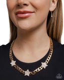 Uncle Sam Stars - Gold Necklace - Paparazzi Accessories Necklace Bedazzle Me Pretty Mobile Fashion Boutique
