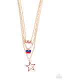 Unforgettable USA - Gold Necklace - Paparazzi Accessories Necklace Bedazzle Me Pretty Mobile Fashion Boutique