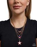 Unforgettable USA - Gold Necklace - Paparazzi Accessories Necklace Bedazzle Me Pretty Mobile Fashion Boutique