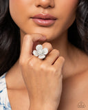 Unmatched Elegance - White Ring - Paparazzi Accessories Ring Bedazzle Me Pretty Mobile Fashion Boutique