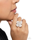 Unmatched Elegance - White Ring - Paparazzi Accessories Ring Bedazzle Me Pretty Mobile Fashion Boutique