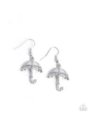 Unrivaled Umbrella - White Earrings - Paparazzi Accessories Earrings Bedazzle Me Pretty Mobile Fashion Boutique