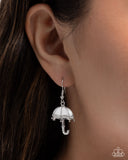 Unrivaled Umbrella - White Earrings - Paparazzi Accessories Earrings Bedazzle Me Pretty Mobile Fashion Boutique